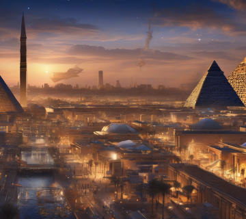 Cover image illustrating the cost of website design in Egypt for 2025, with digital elements superimposed on an Egyptian cityscape.